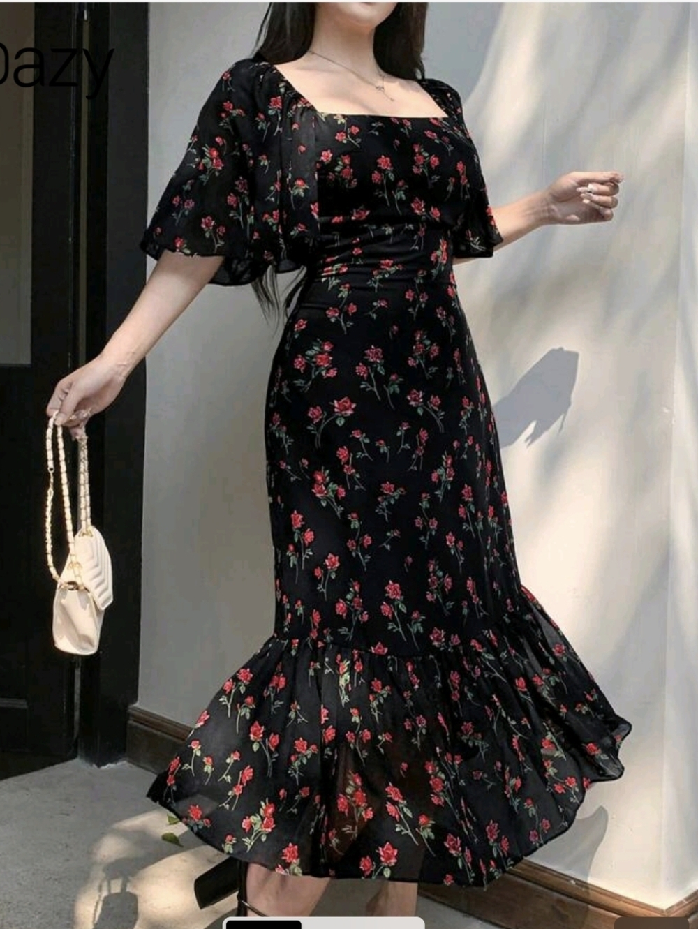 NWT Dazy Black Floral Flowy Dress